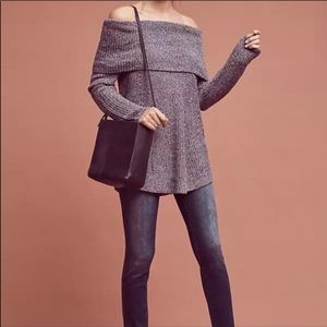 Anthropologie grey off the shoulder sweater